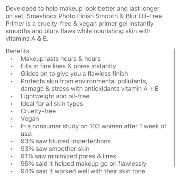 🌺$Free ~ Smashbox Original Photo Finish Smooth & Blur Foundation Primer - Picture 3 of 5